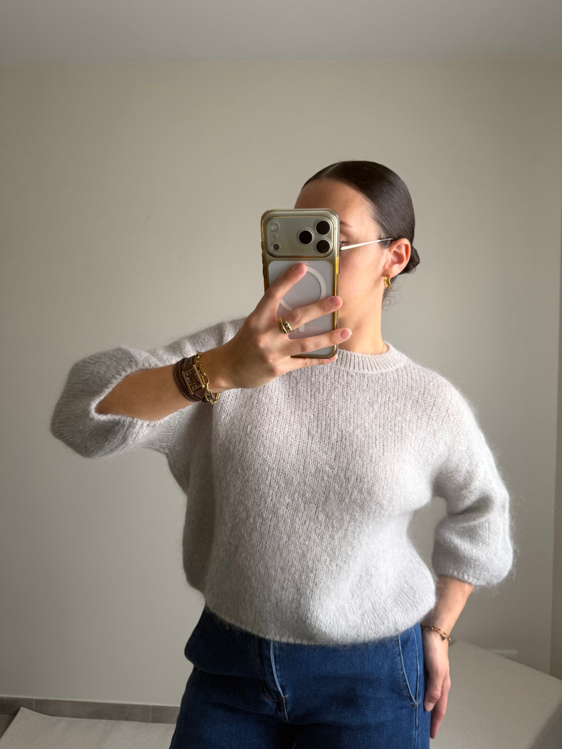 Pull manches courtes en mohair Zélie
