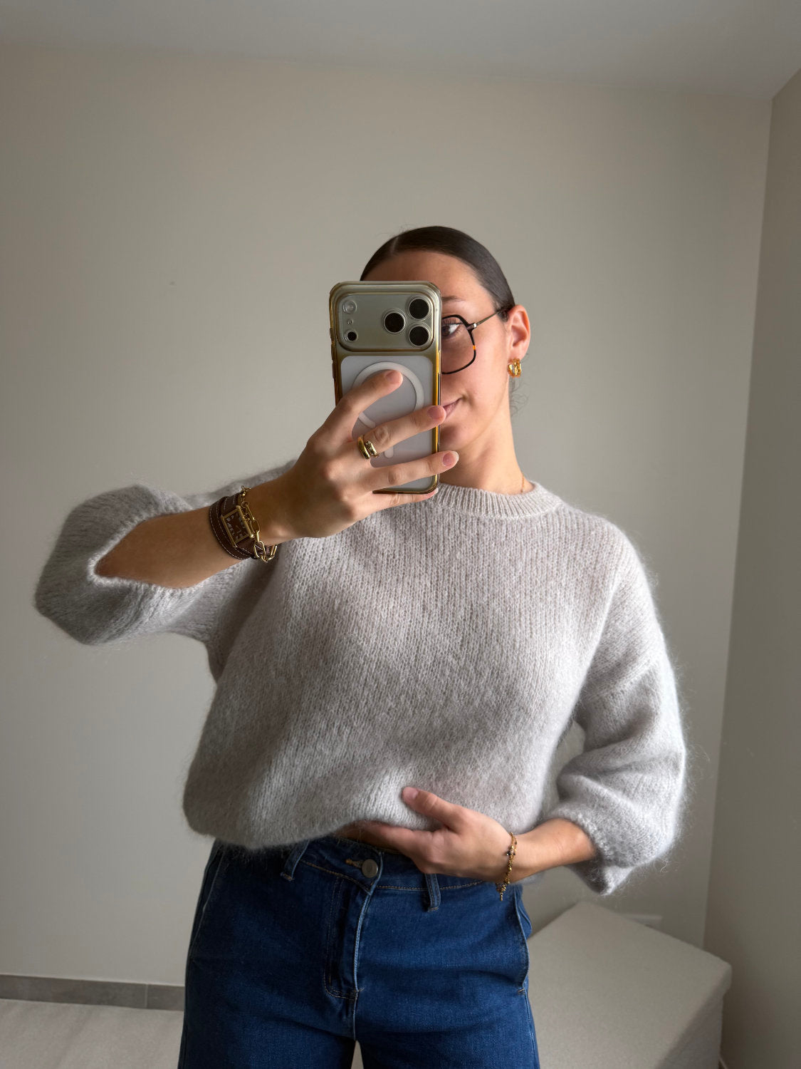 Pull manches courtes en mohair Zélie
