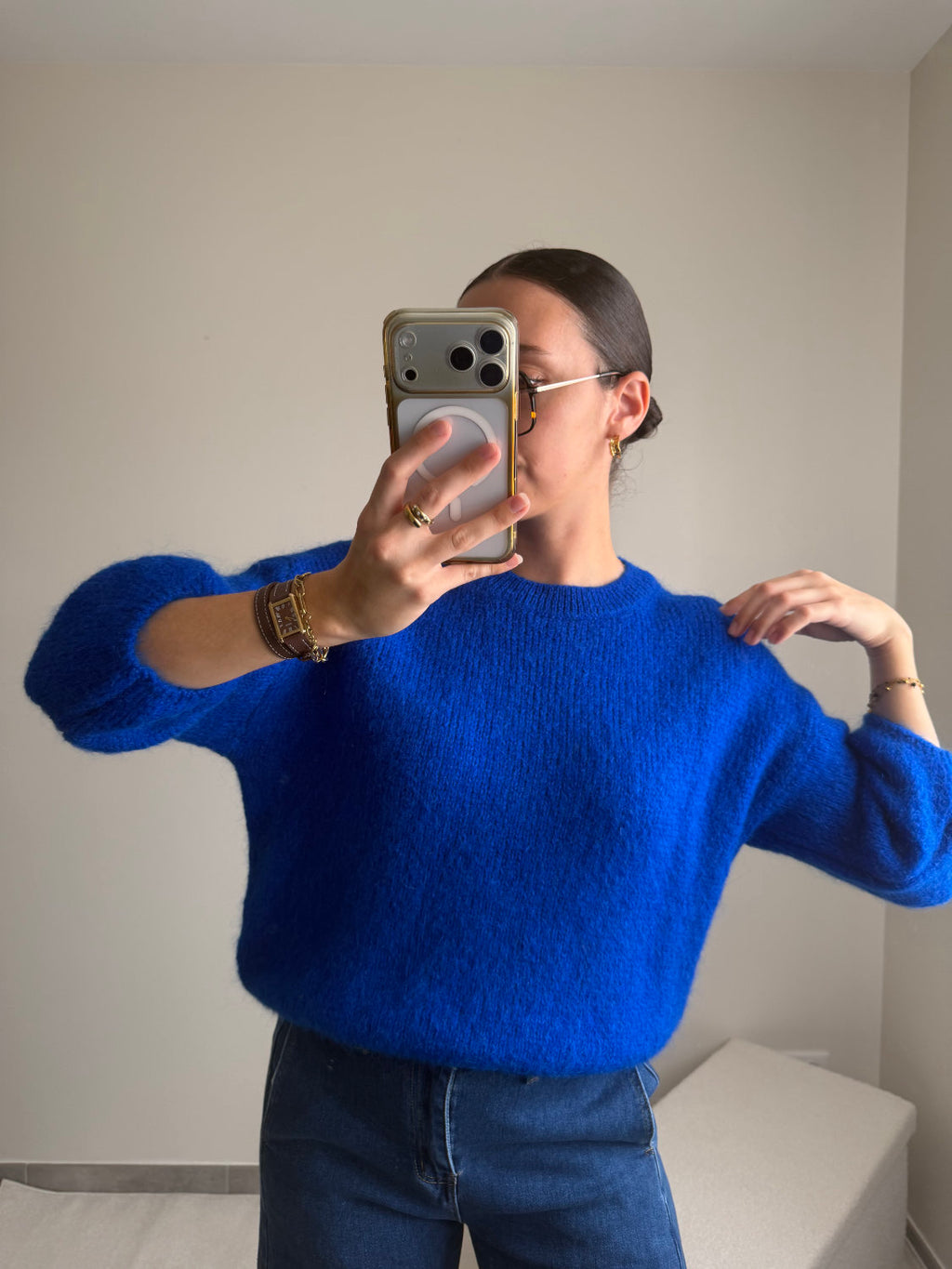 Pull manches courtes en mohair Zélie
