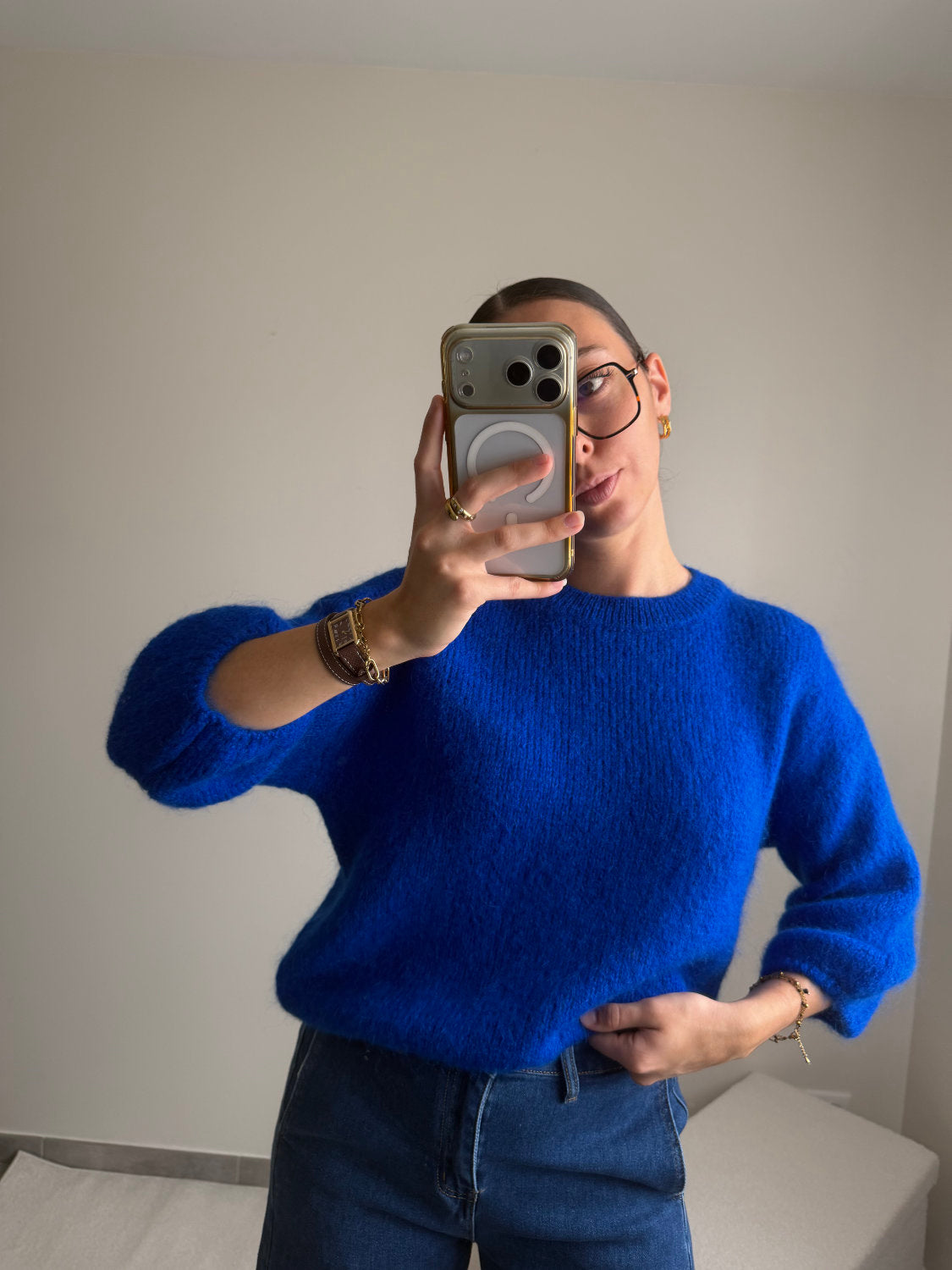 Pull manches courtes en mohair Zélie
