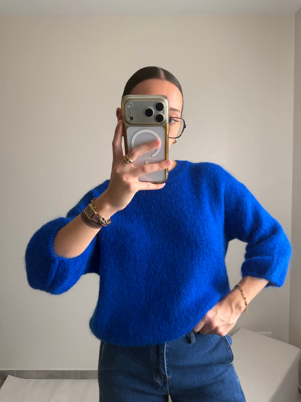 Pull manches courtes en mohair Zélie