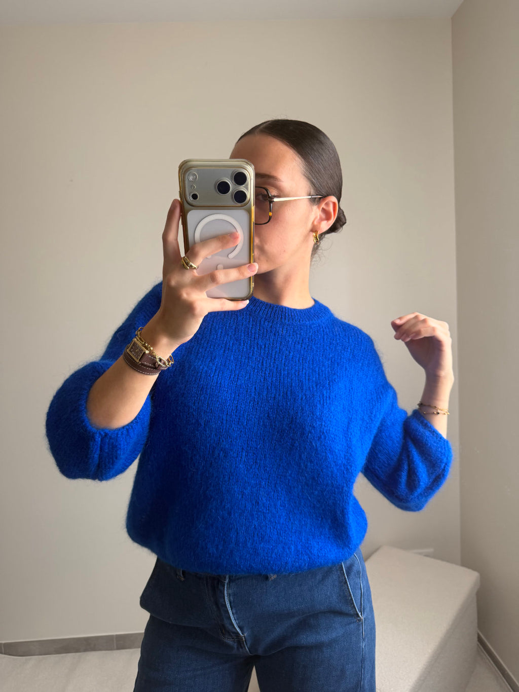 Pull manches courtes en mohair Zélie