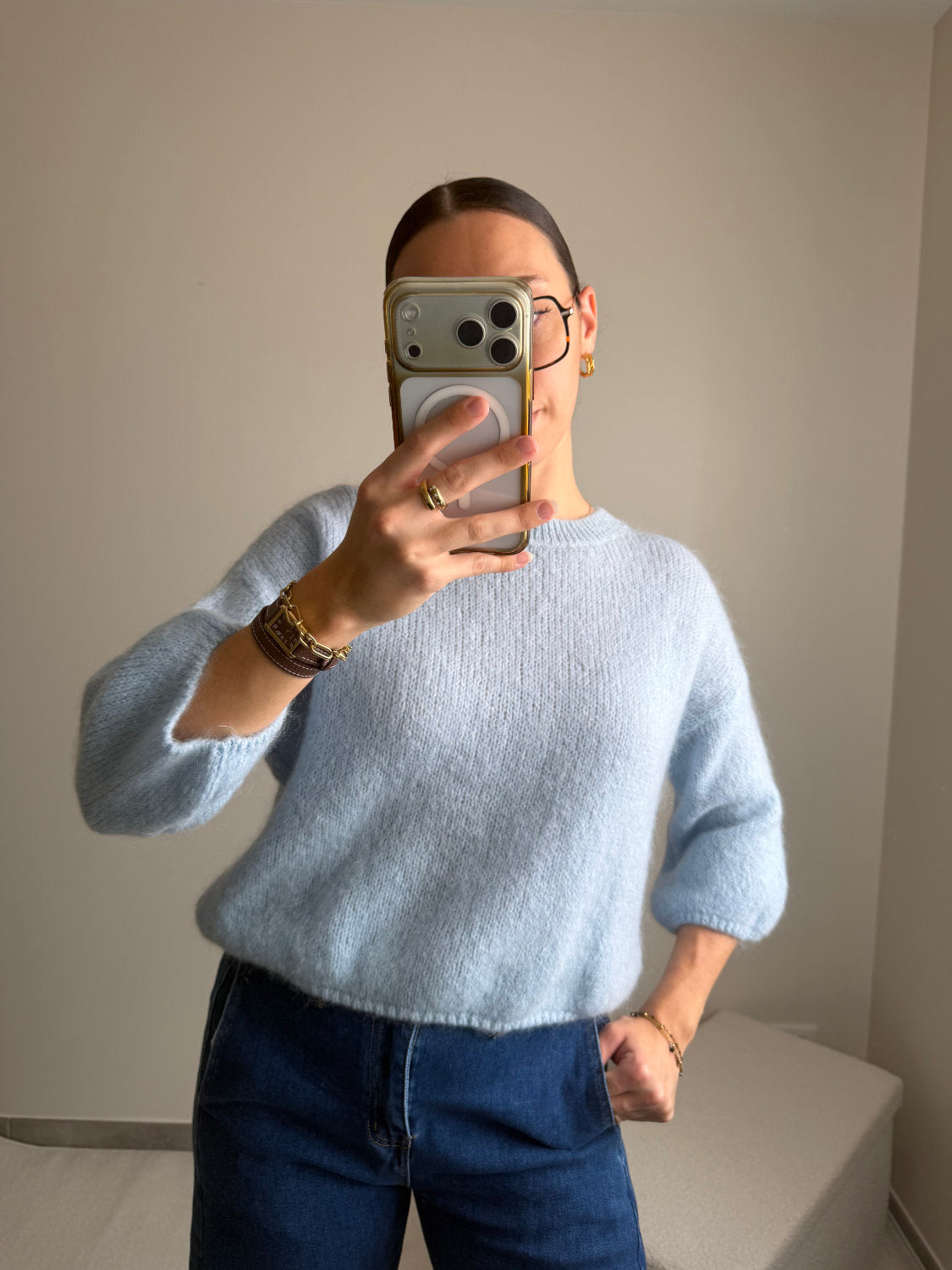 Pull manches courtes en mohair Zélie