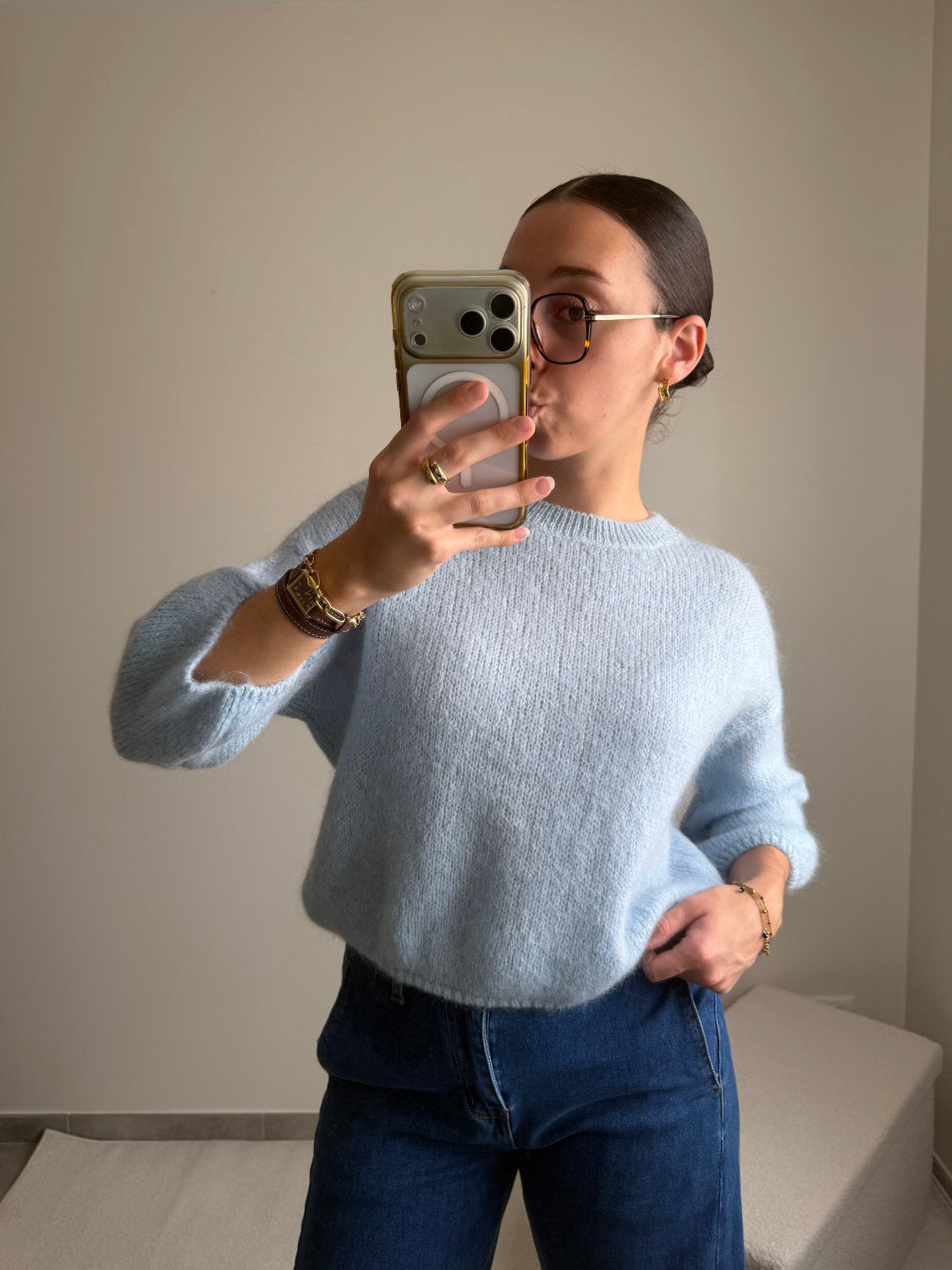 Pull manches courtes en mohair Zélie