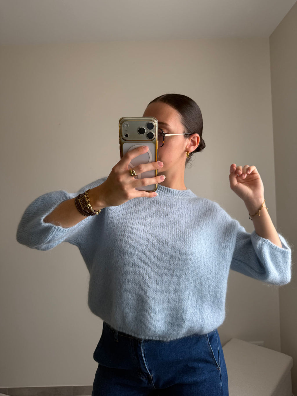 Pull manches courtes en mohair Zélie