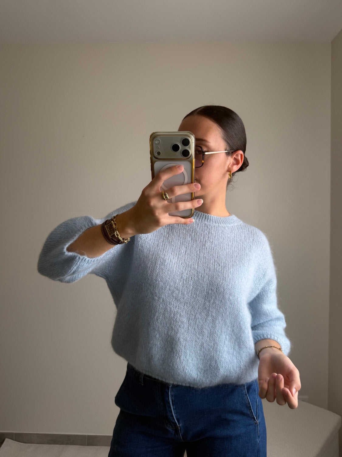 Pull manches courtes en mohair Zélie