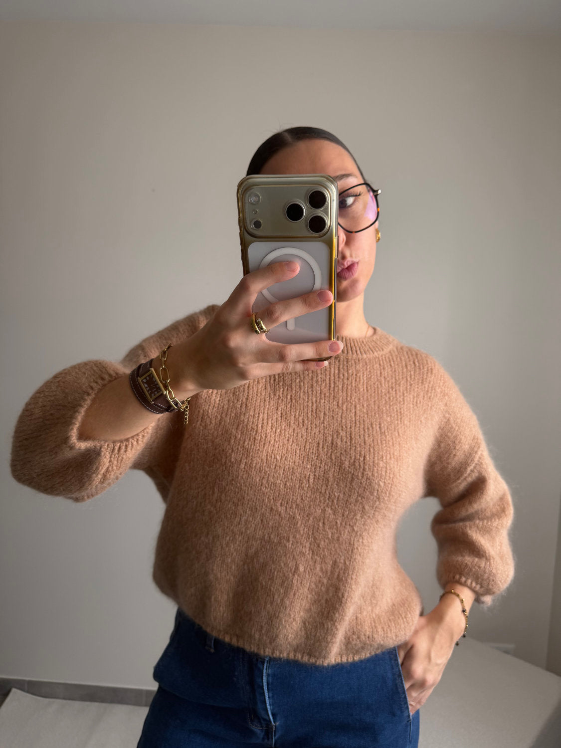 Pull manches courtes en mohair Zélie
