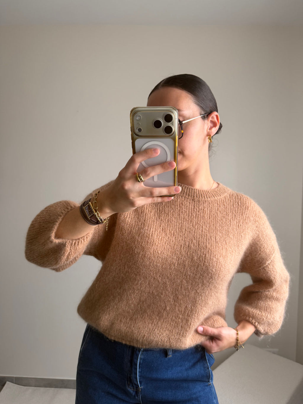 Pull manches courtes en mohair Zélie