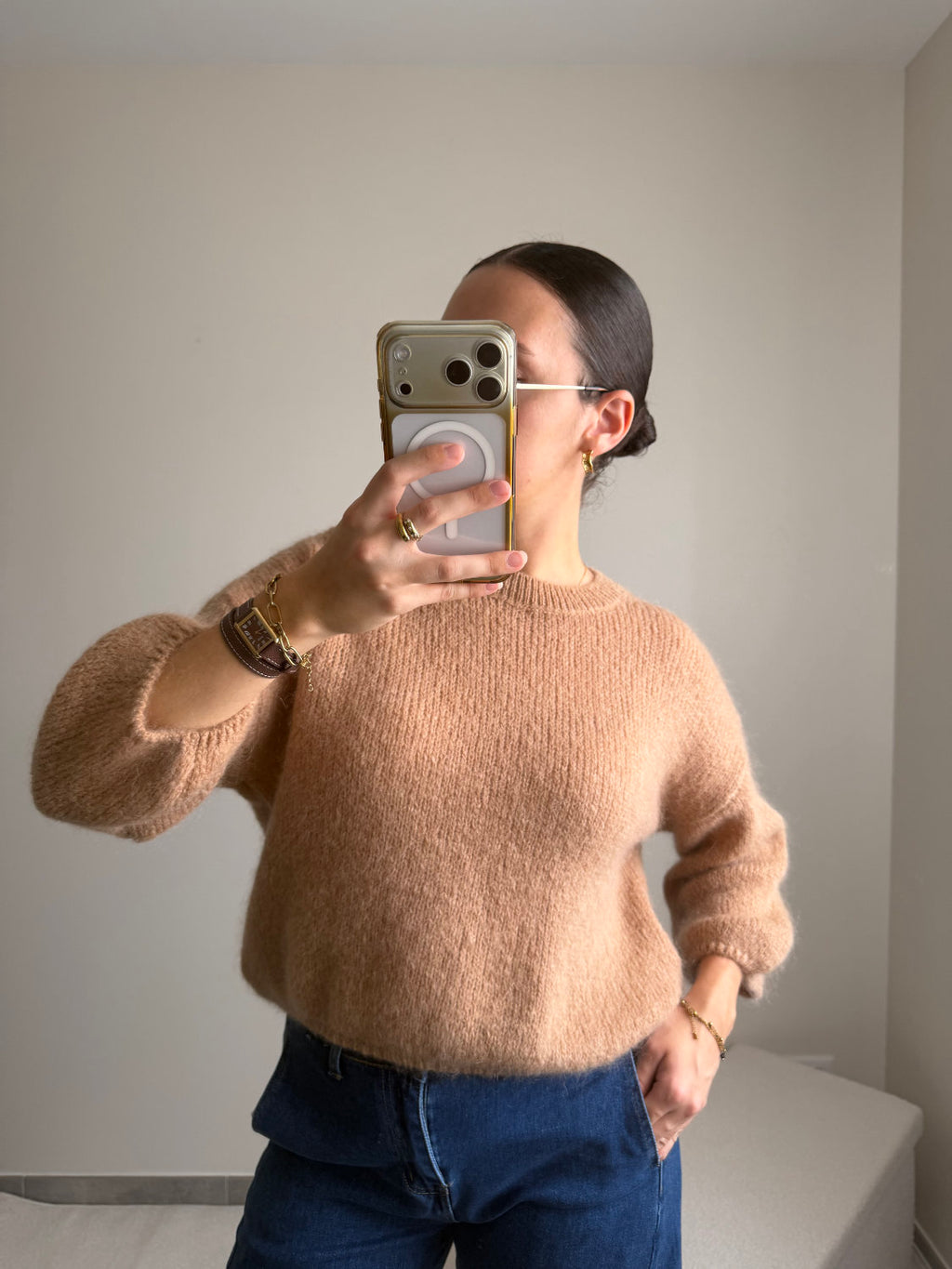 Pull manches courtes en mohair Zélie