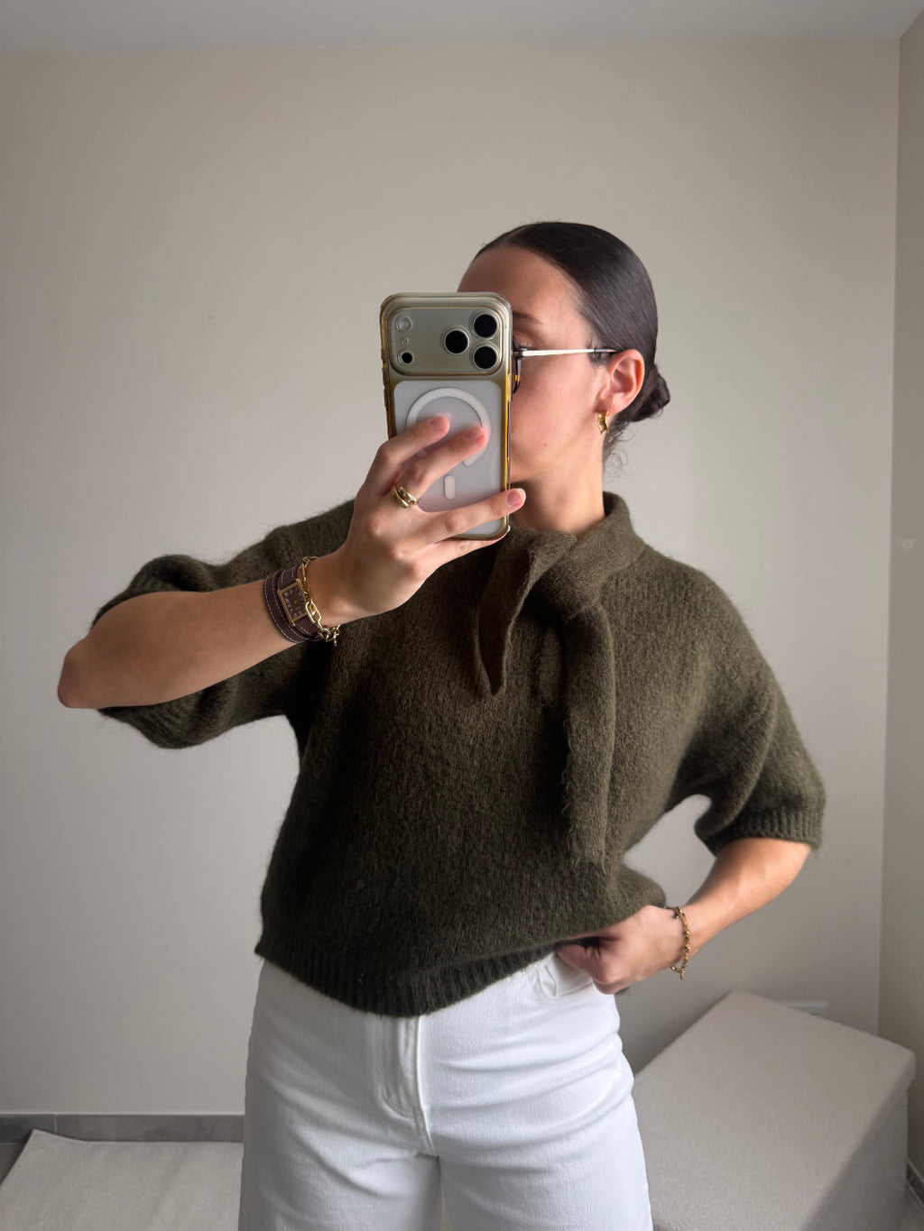 Pull manches courtes en mohair Lila