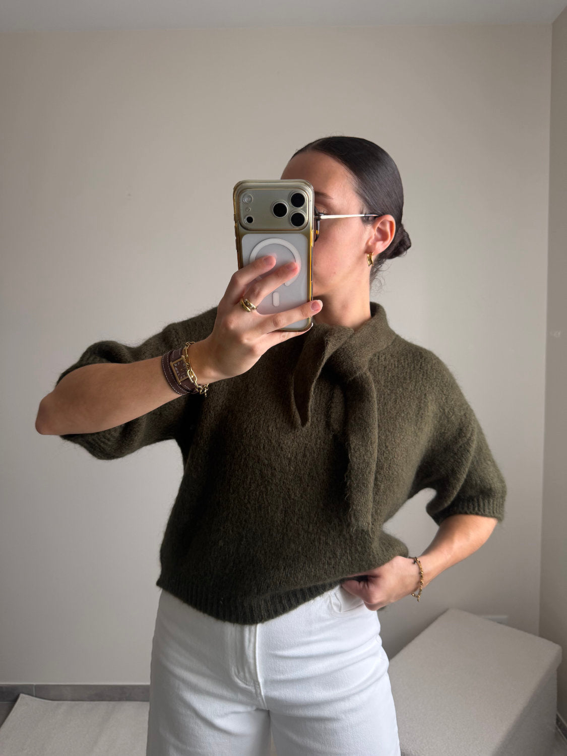 Pull manches courtes en mohair Lila