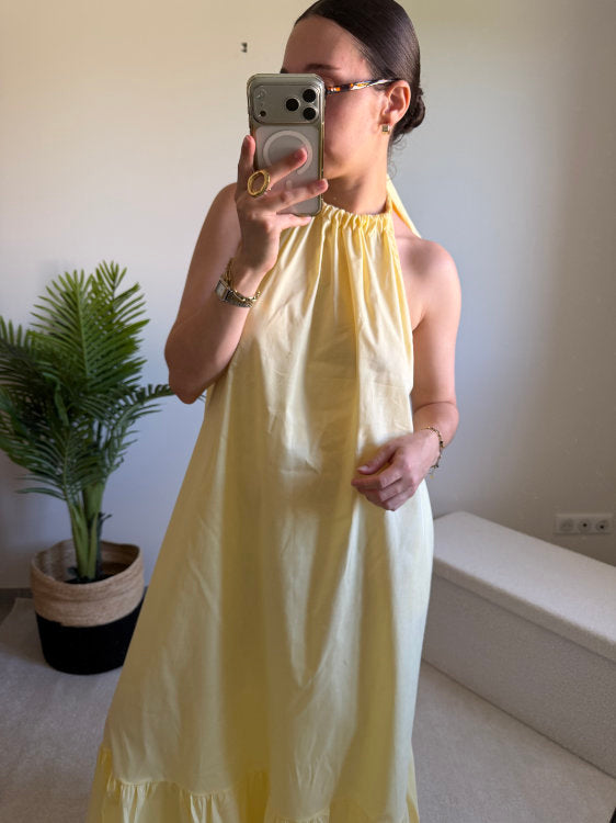Robe longue en coton dos nu