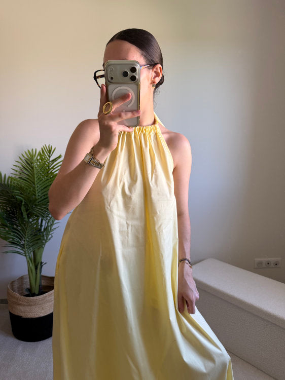 Robe longue en coton dos nu