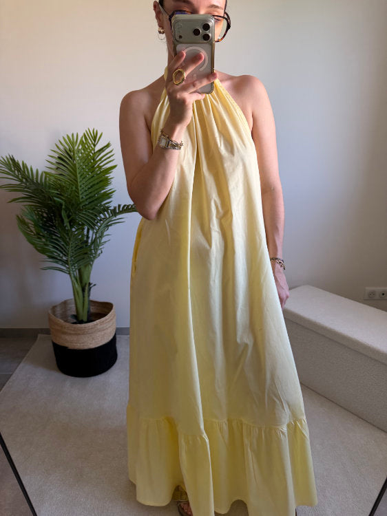 Robe longue en coton dos nu