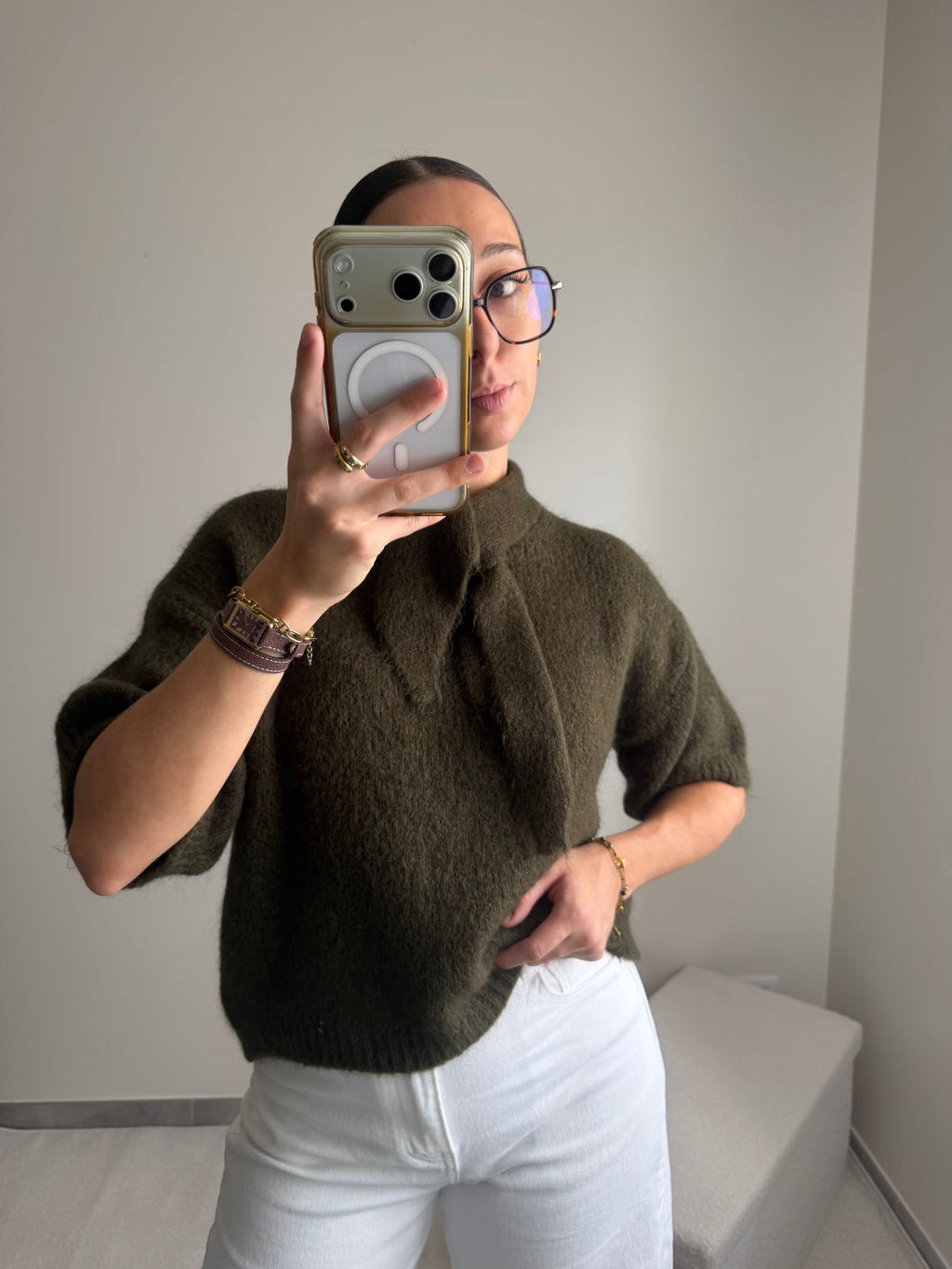 Pull manches courtes en mohair Lila