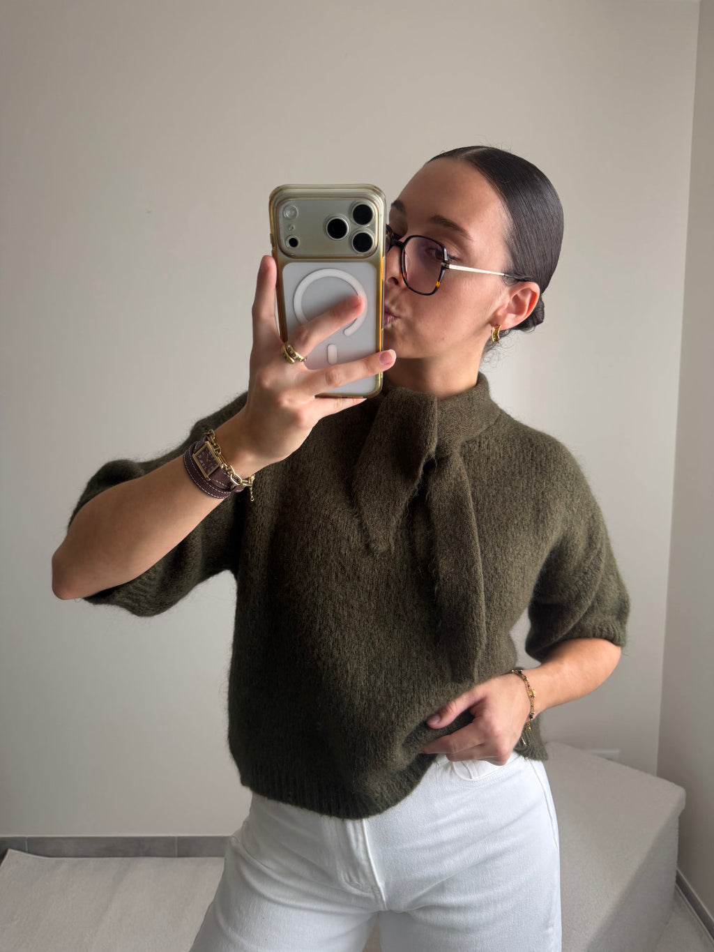 Pull manches courtes en mohair Lila