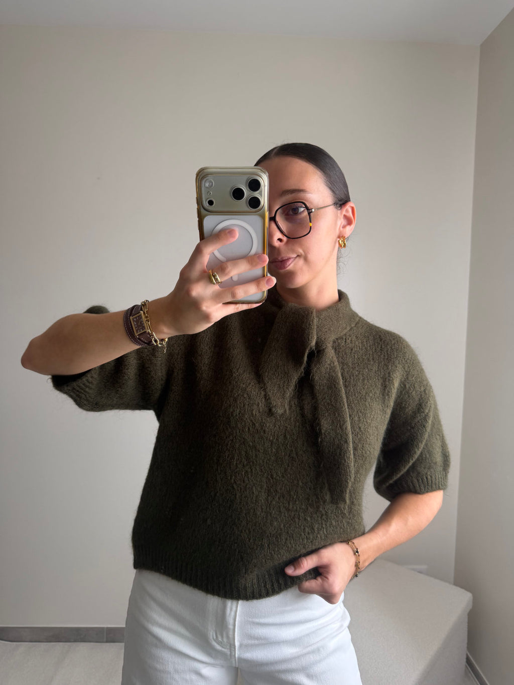 Pull manches courtes en mohair Lila