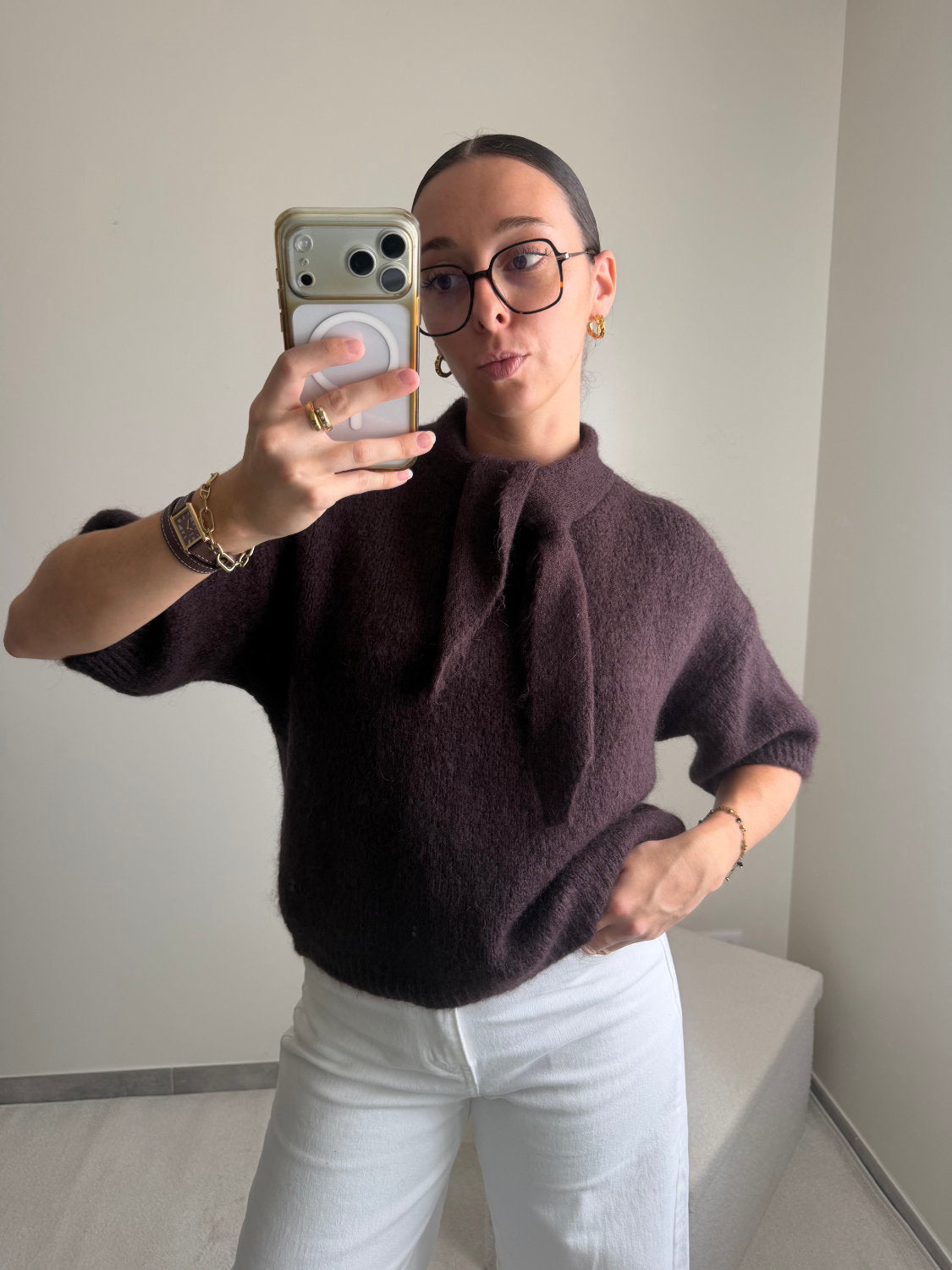 Pull manches courtes en mohair Lila