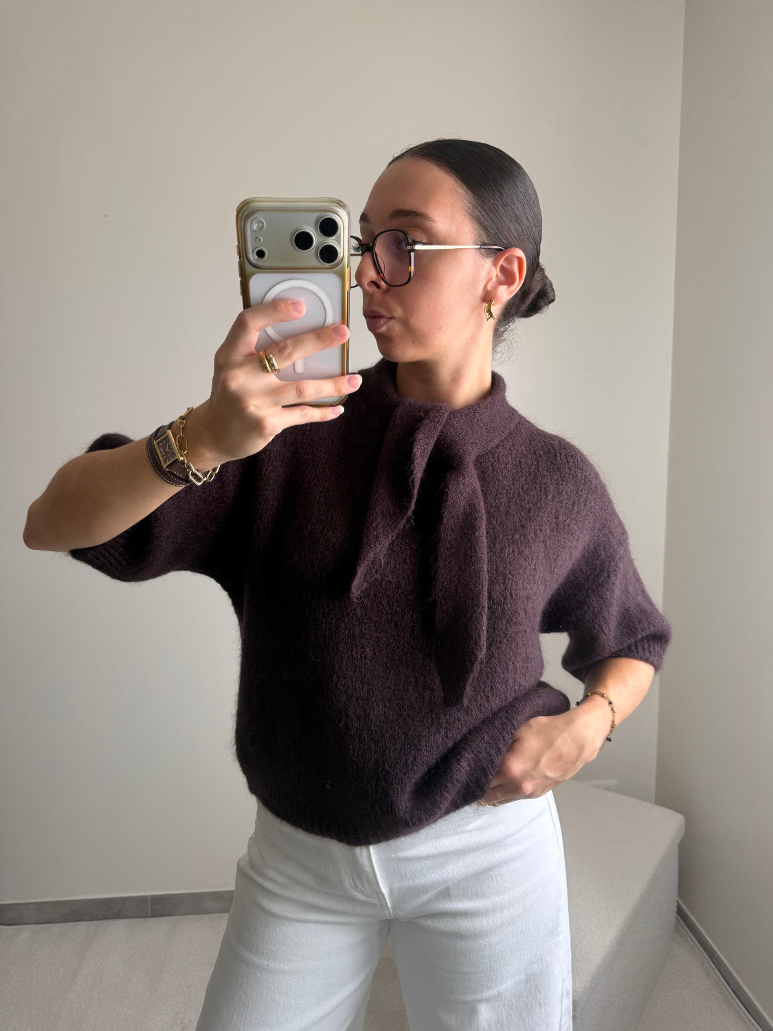 Pull manches courtes en mohair Lila