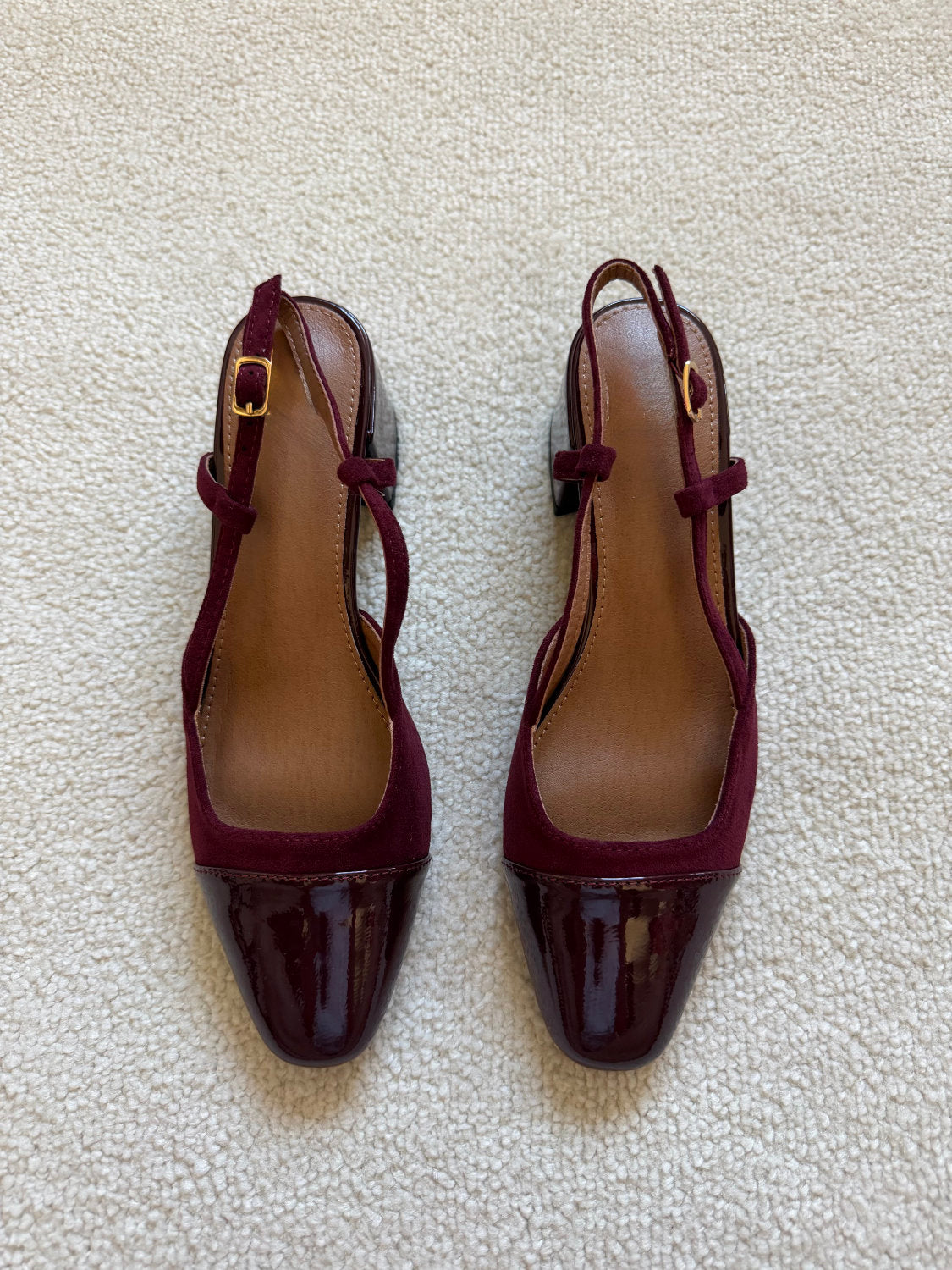 Slingbacks à talons effet daim et bout vernis Alba
