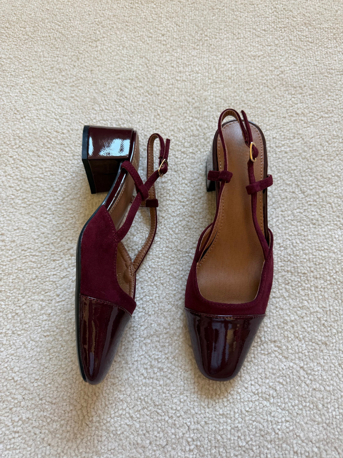 Slingbacks à talons effet daim et bout vernis Alba