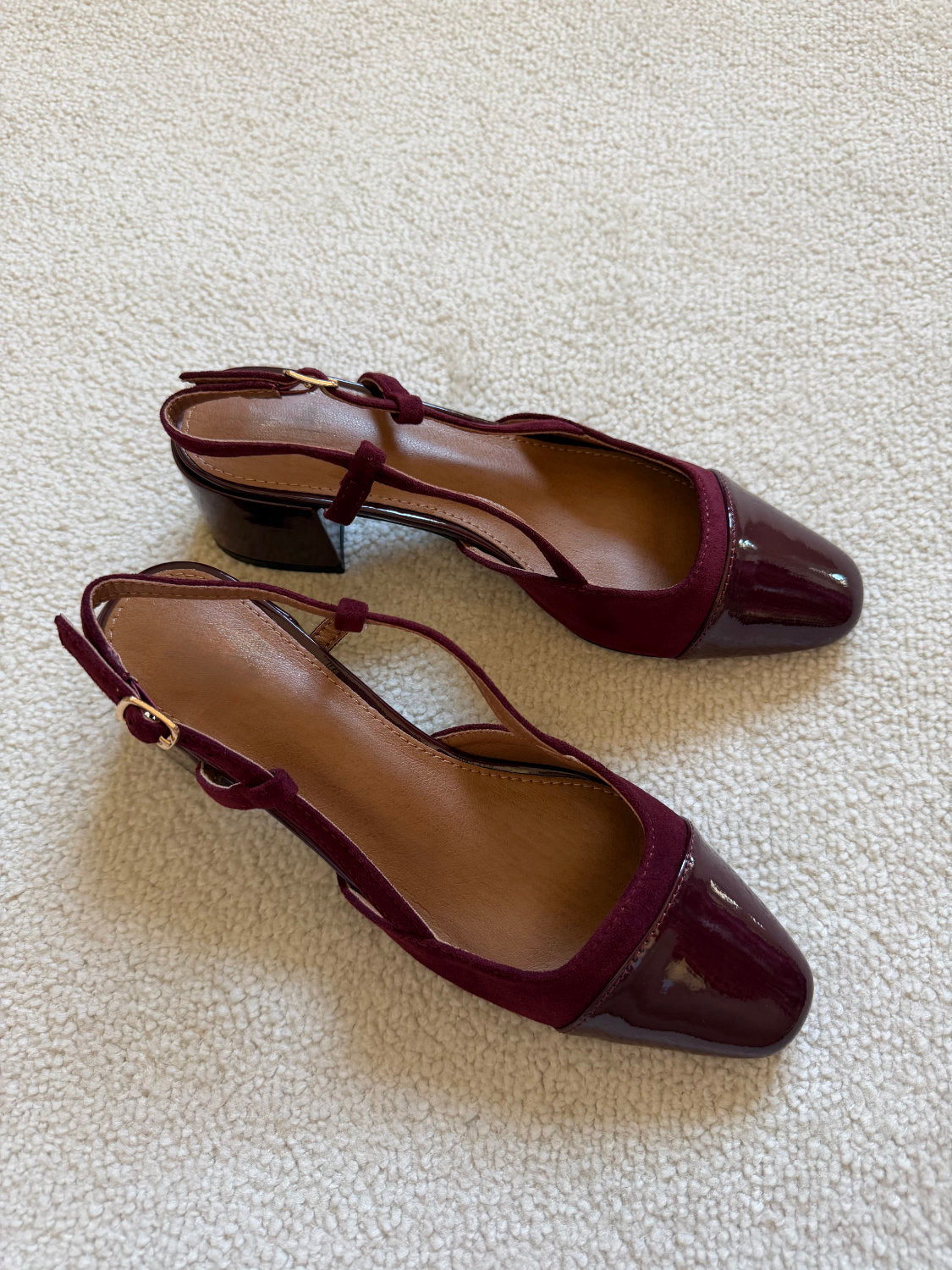 Slingbacks à talons effet daim et bout vernis Alba