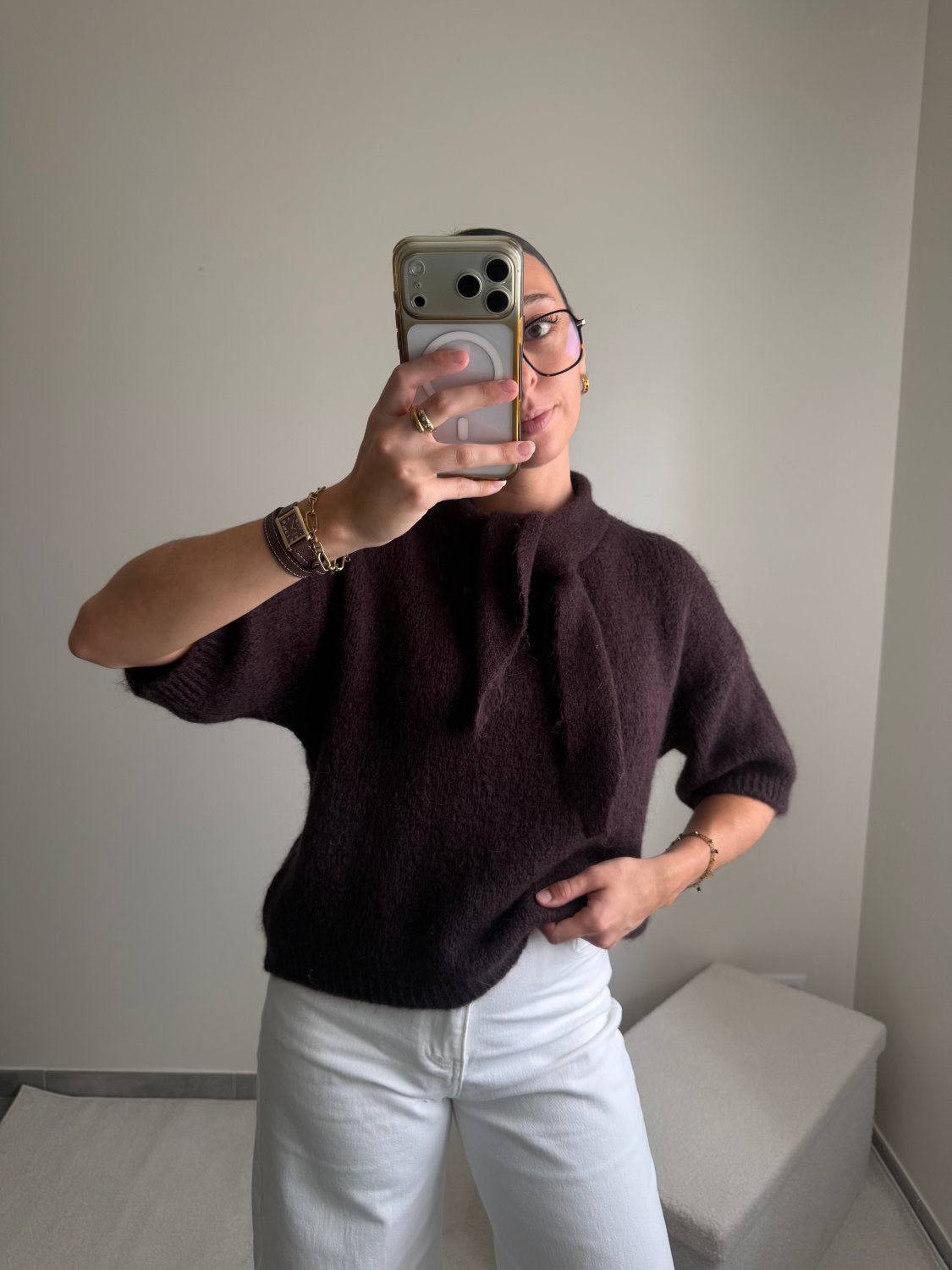 Pull manches courtes en mohair Lila