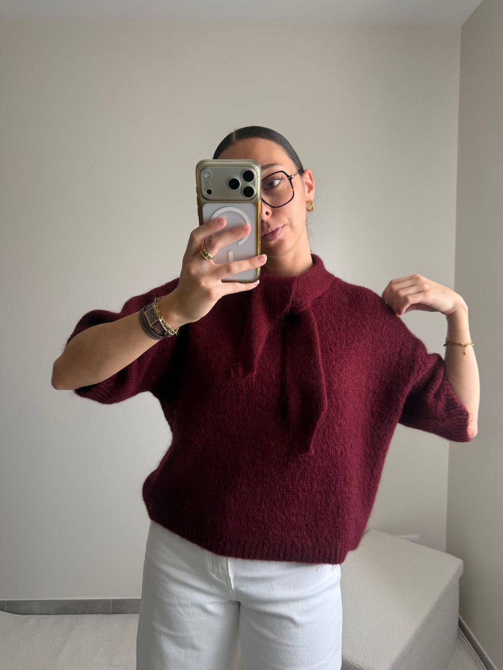 Pull manches courtes en mohair Lila