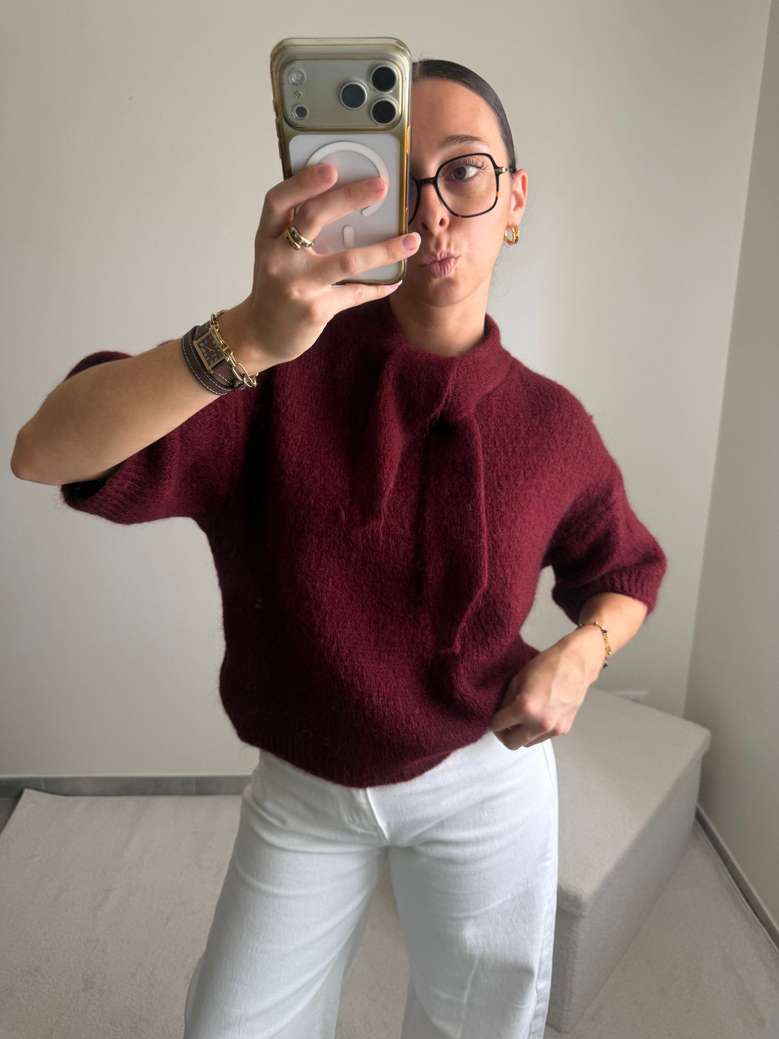 Pull manches courtes en mohair Lila