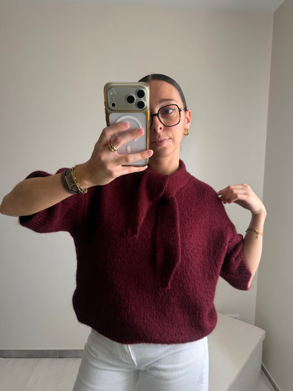 Pull manches courtes en mohair Lila