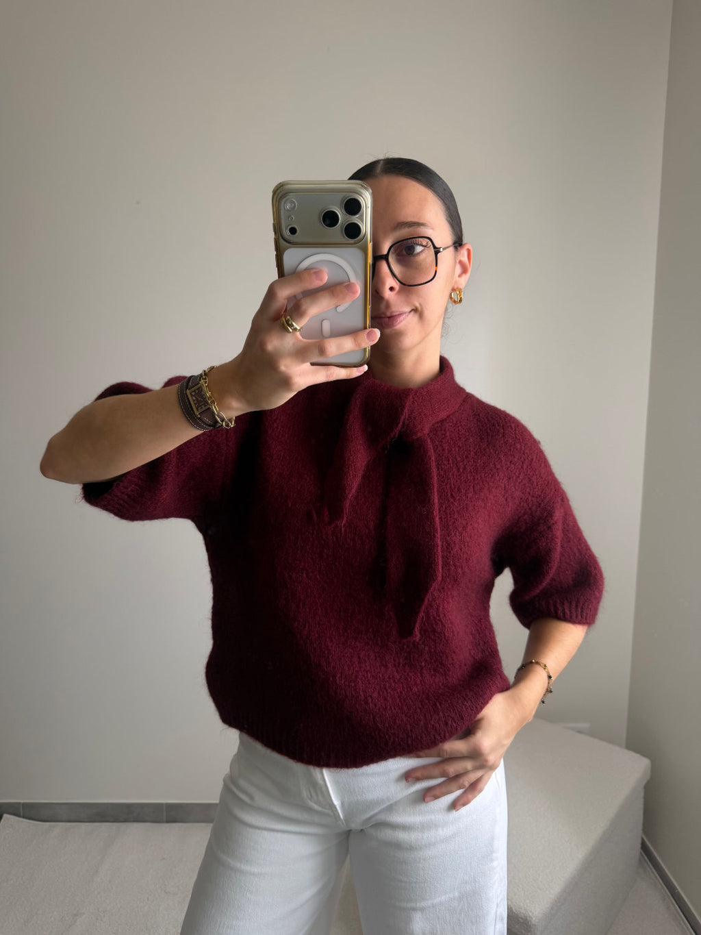 Pull manches courtes en mohair Lila