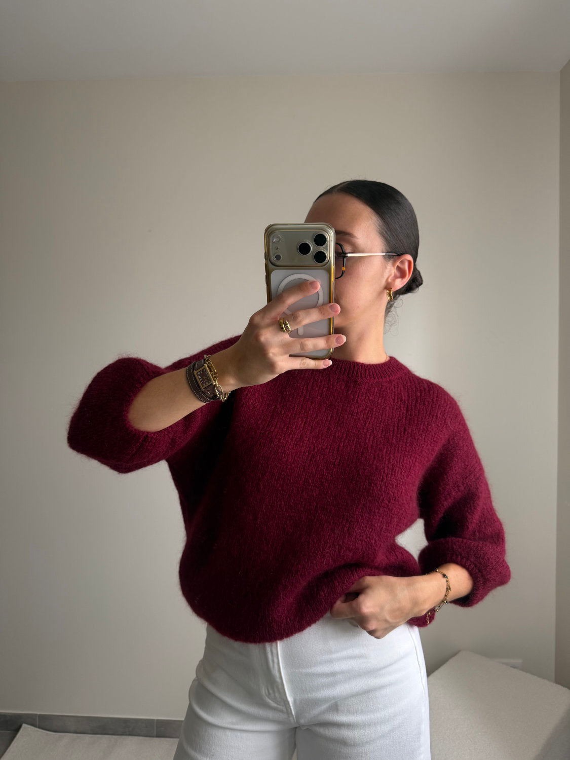 Pull manches courtes en mohair Zélie