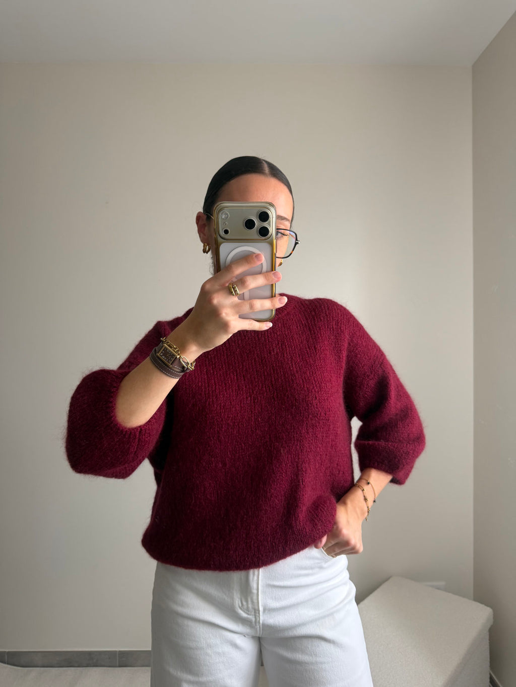 Pull manches courtes en mohair Zélie