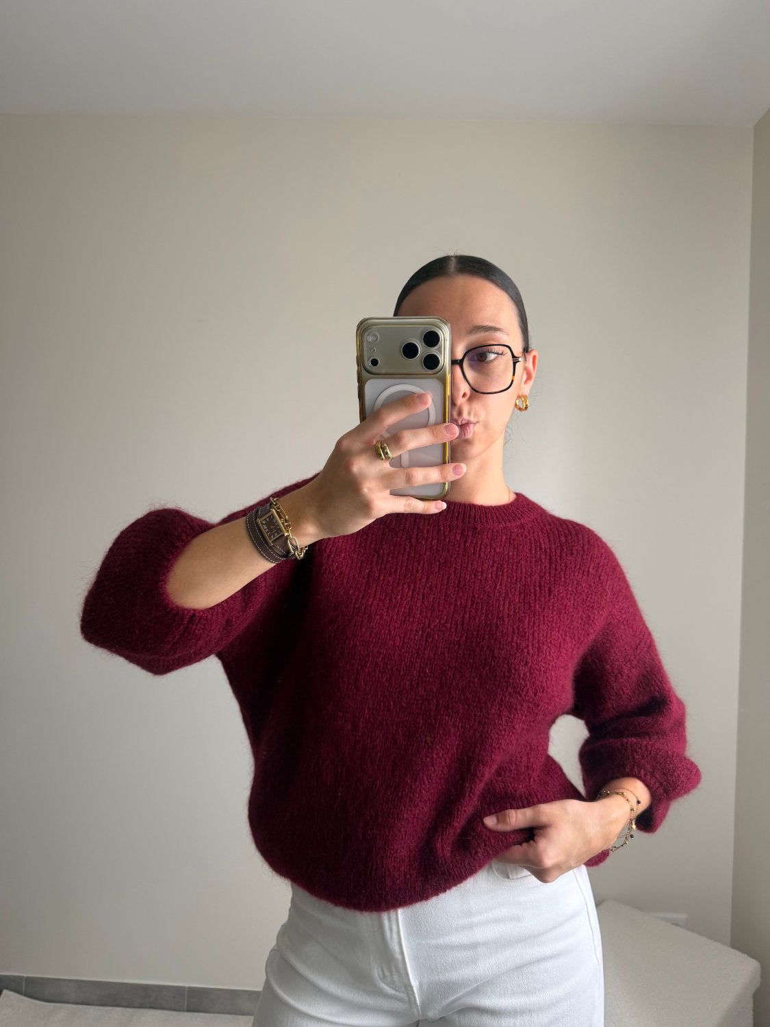 Pull manches courtes en mohair Zélie