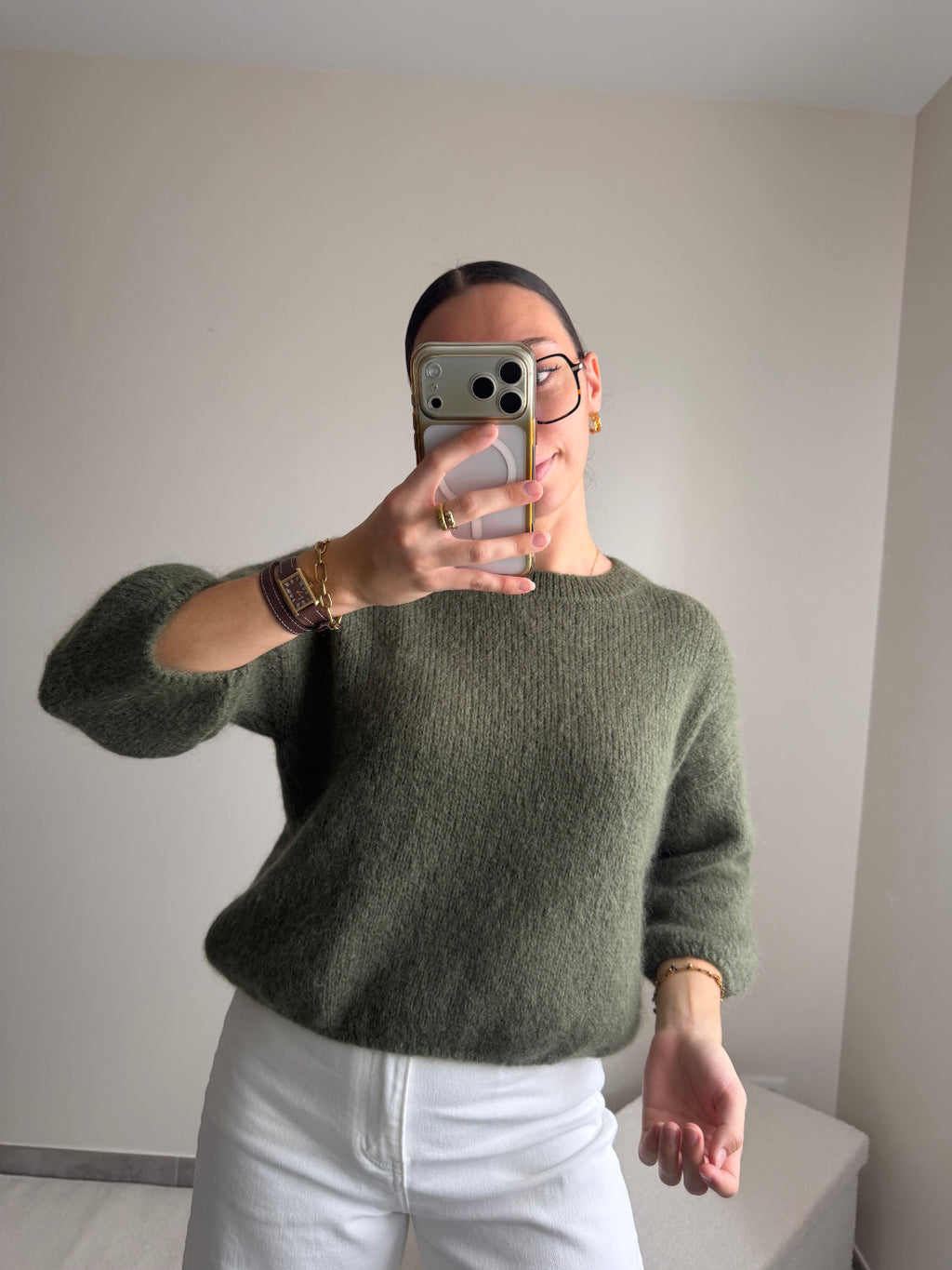 Pull manches courtes en mohair Zélie