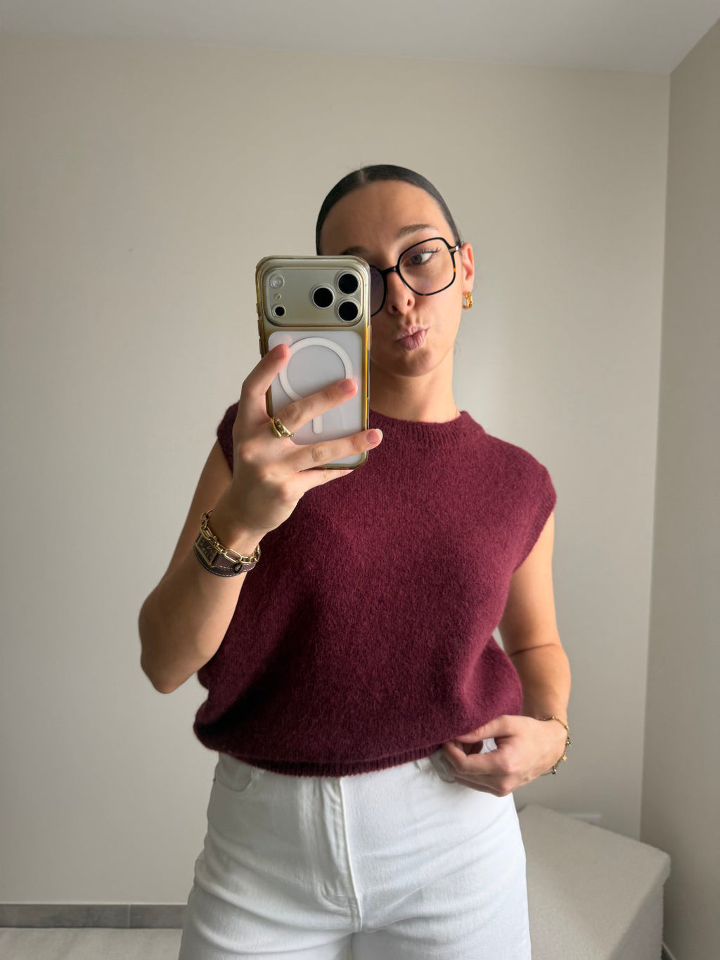 Pull sans manches baby alpaga Nina